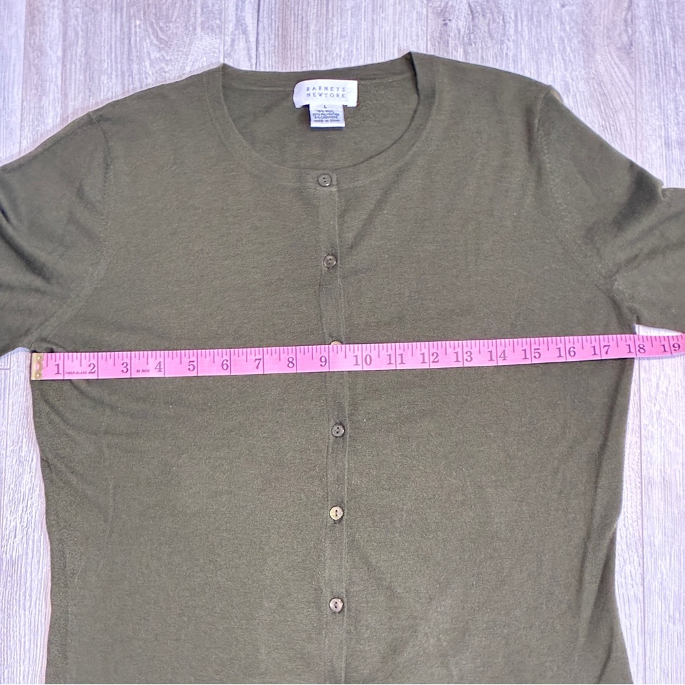 Barneys New York Olive Green Wool Cashmere Blend Cardigan Large - Picture 6 of 9